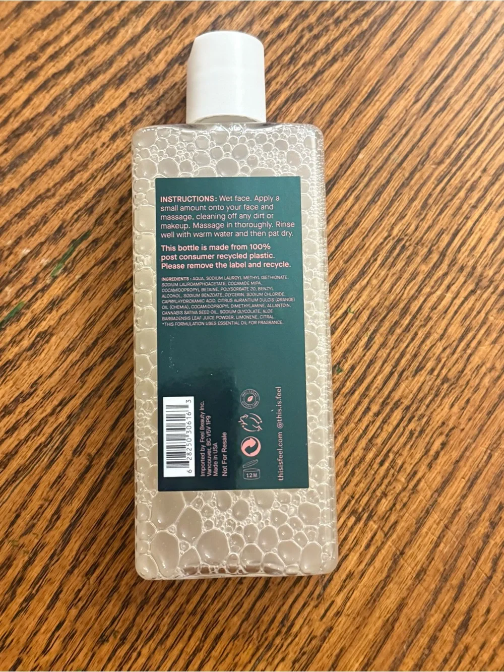 Feel Beauty Daily Hemp Oil Facial Cleanser Cannabis Sativa Full Size NIB